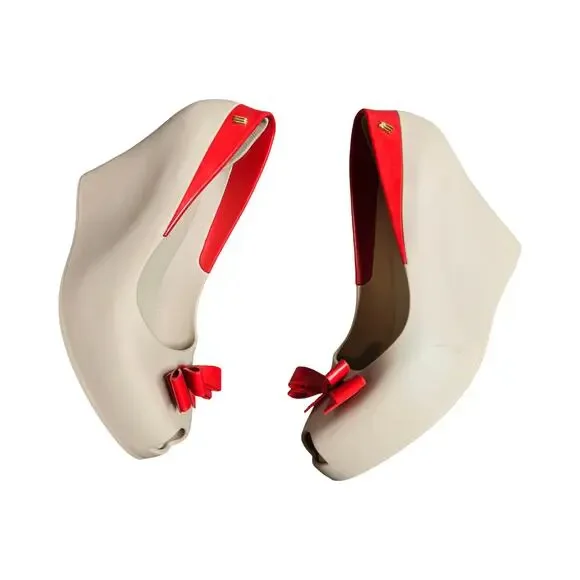 Melissa Peep Toe Wedge With Red Bow Size: 8 - Picture 2 of 5